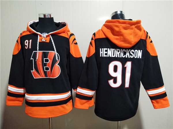 Cincinnati Bengals #91 Trey Hendrickson Orange Black Ageless Must-Have Lace-Up Pullover Hoodie,We sell and wholesale Cincinnati Bengals #91 Trey Hendrickson Orange Black Ageless Must-Have Lace-Up Pullover Hoodie on line form chian!